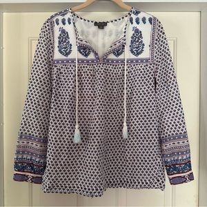 Jcrew Point sur floral paisley peasant top